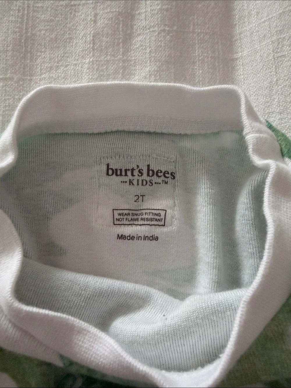 Burt's Bees Green and White Shamrock Kids Pajama Set